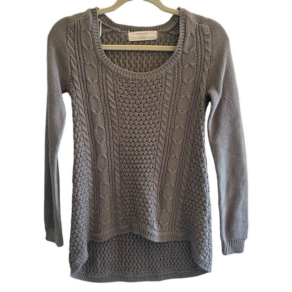 Zara ZaraKnit Gray Cable Knit Sweater Top Women’s Size Small Casual Warm Cozy